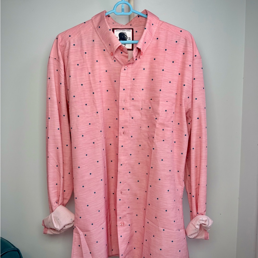 RSVLTS Pink and Blue Polka Dot Casual Shirt